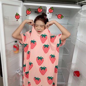 🍓Strawberry Print Long T-shirt Dress🍓